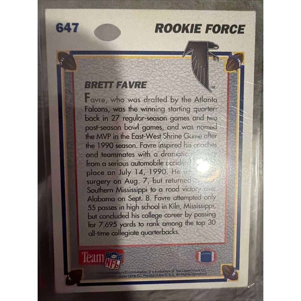 1991 Upper Deck - Rookie Force Brett Favre #647 (RC)